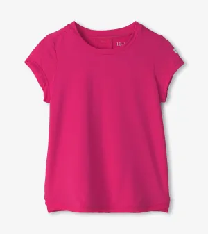 Girls Pink Mesh Trim T-Shirt -Hatley