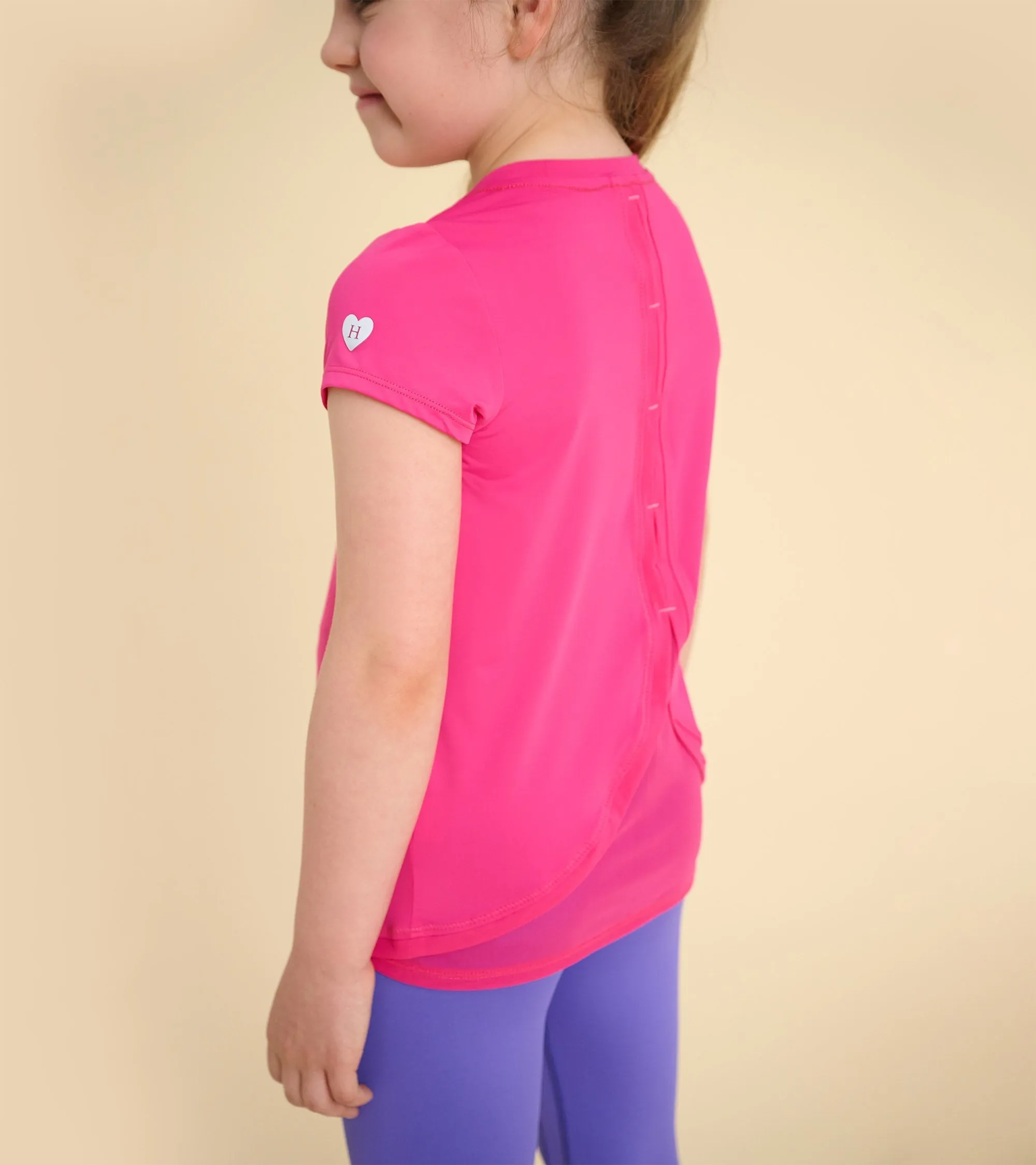 Girls Pink Mesh Trim T-Shirt -Hatley