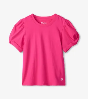 Girls Pink Twisted Sleeve Tee -Hatley