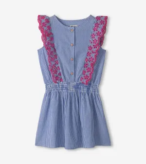 Girls Pinstripe Ruffle Dress -Hatley