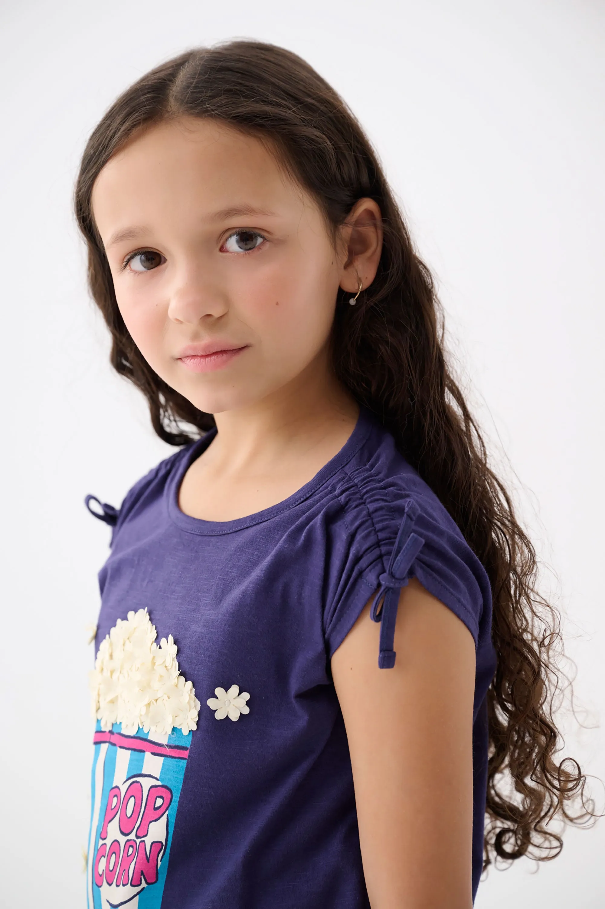 Girls Pop Corn Cinched Cinched Shoulder Top -Hatley