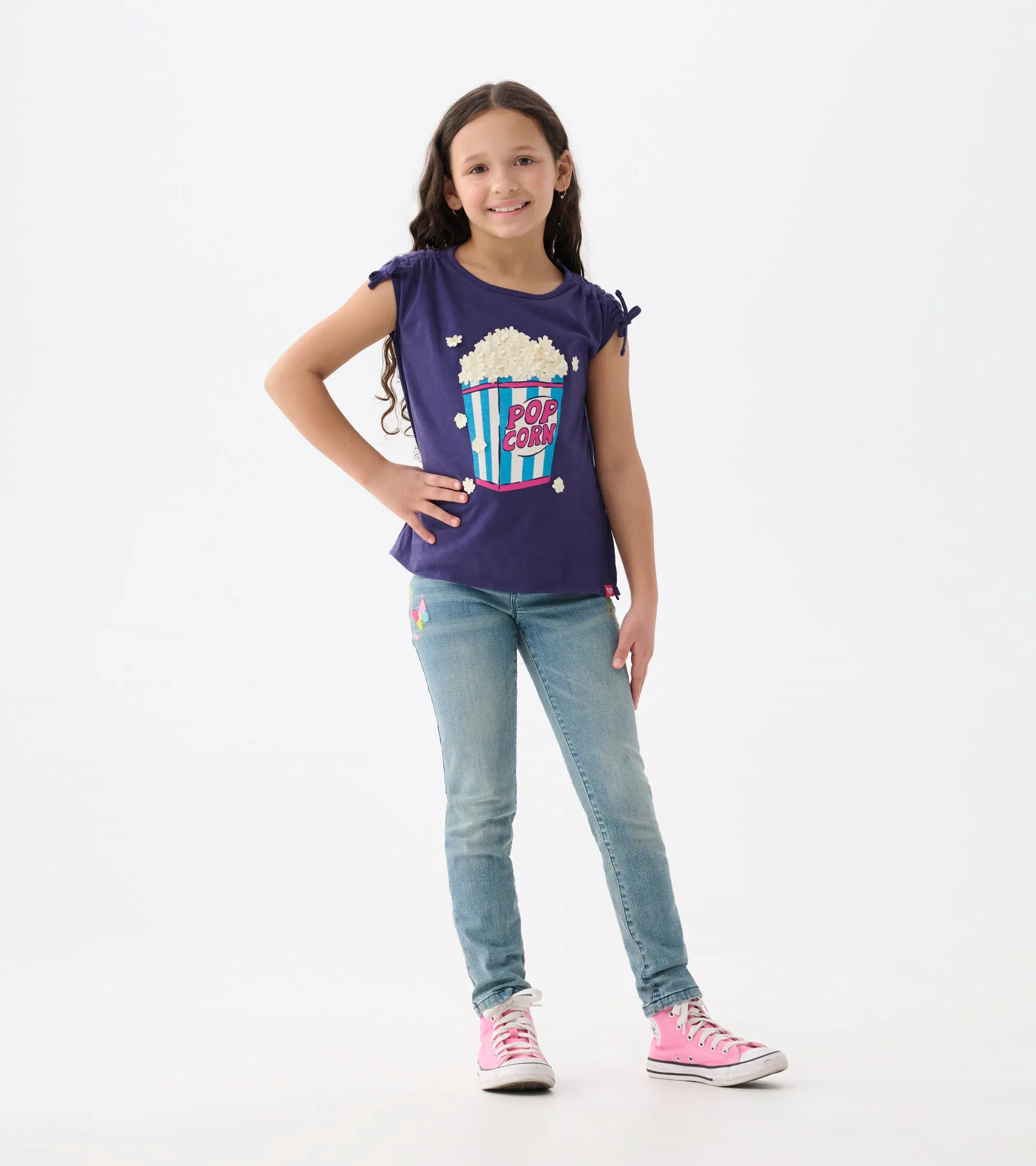 Girls Pop Corn Cinched Cinched Shoulder Top -Hatley