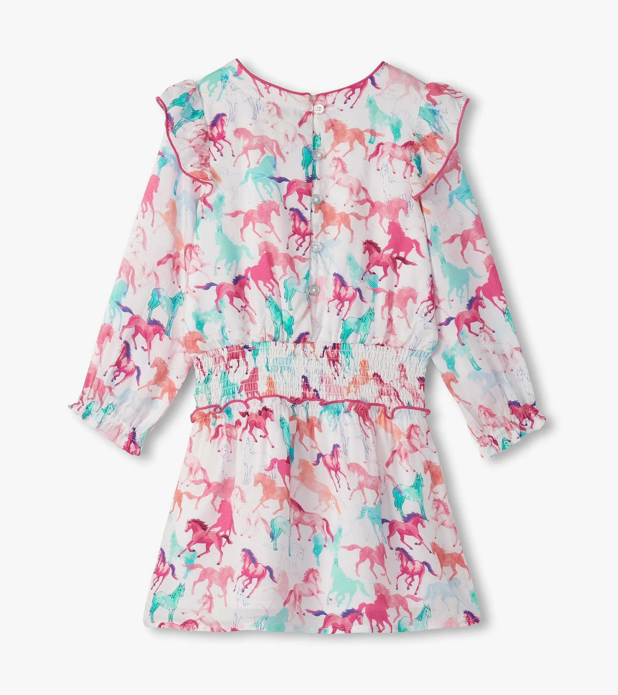 Girls Pretty Horses Smocked Waist Dress -Hatley