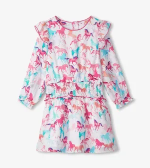Girls Pretty Horses Smocked Waist Dress -Hatley