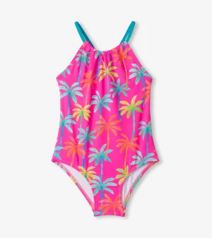 Girls Printed Palms Gather Front Swimsuit -Hatley