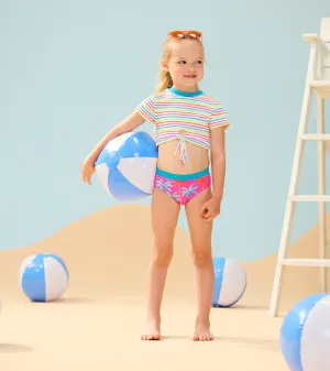 Girls Printed Palms Short Sleeve Tankini Set -Hatley