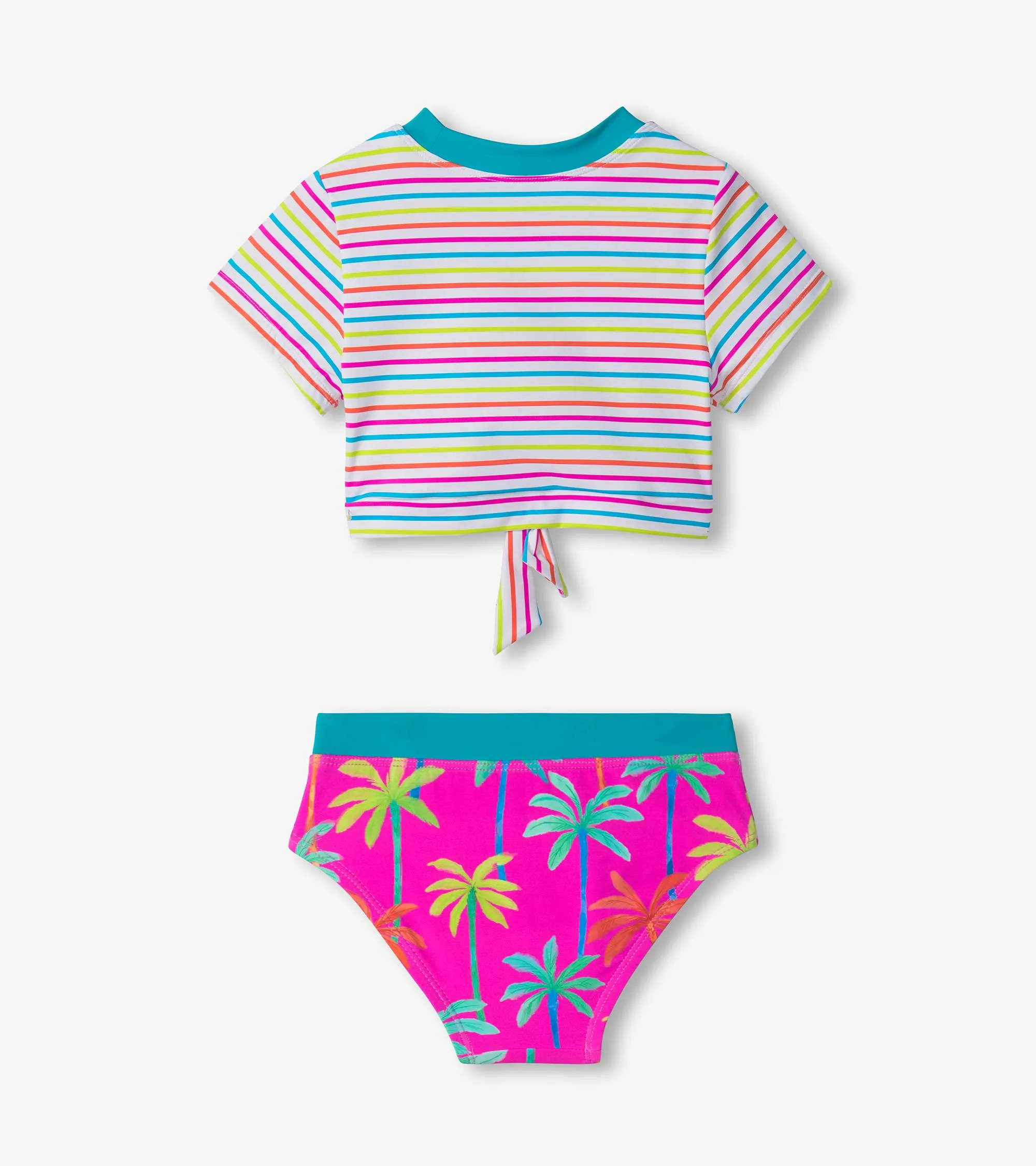 Girls Printed Palms Short Sleeve Tankini Set -Hatley