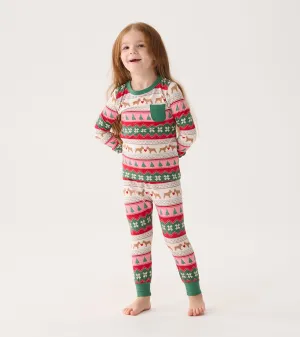 Girls Puppy Hearts Fair Isle Bamboo Pajama Set -Hatley