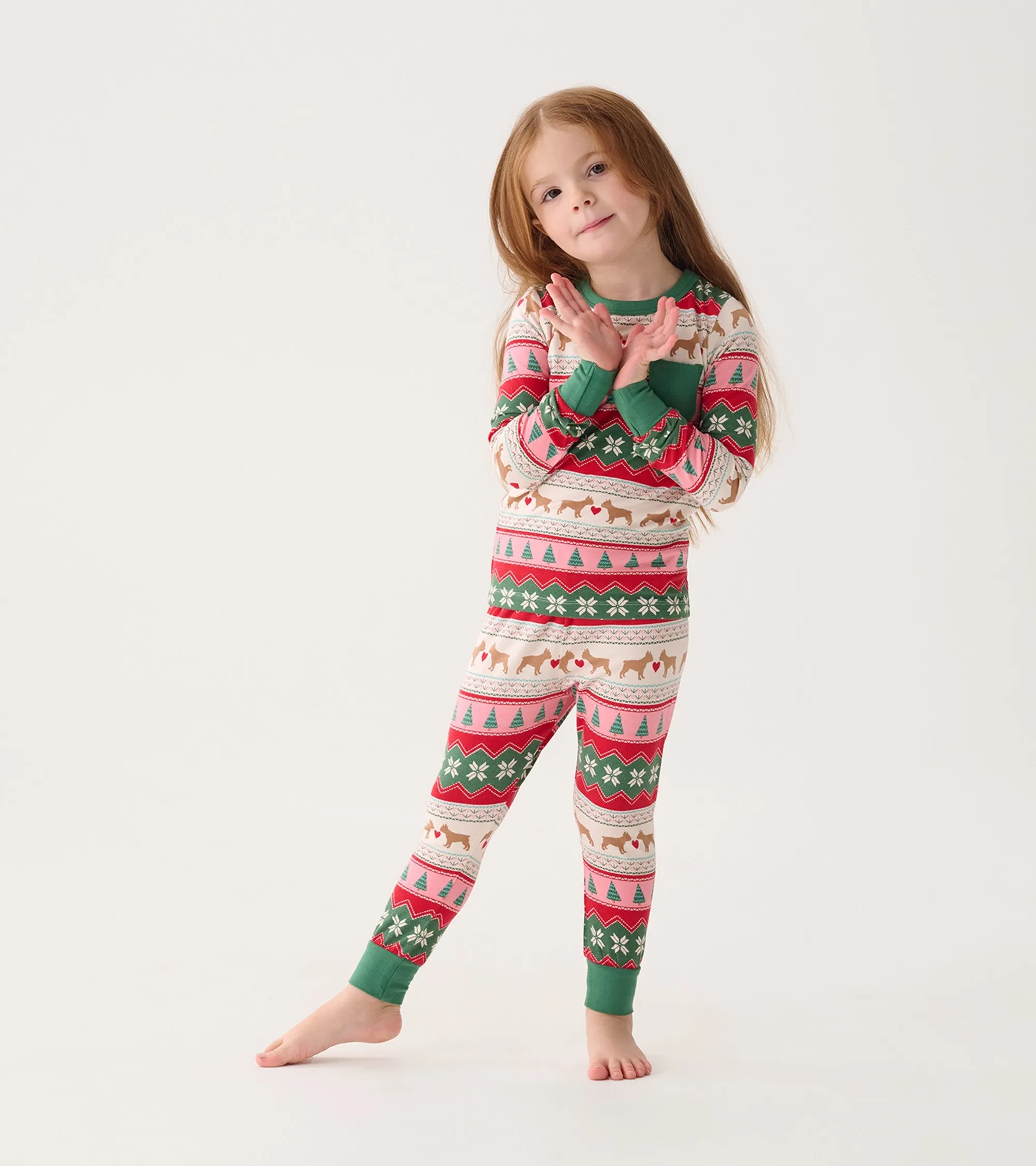 Girls Puppy Hearts Fair Isle Bamboo Pajama Set -Hatley