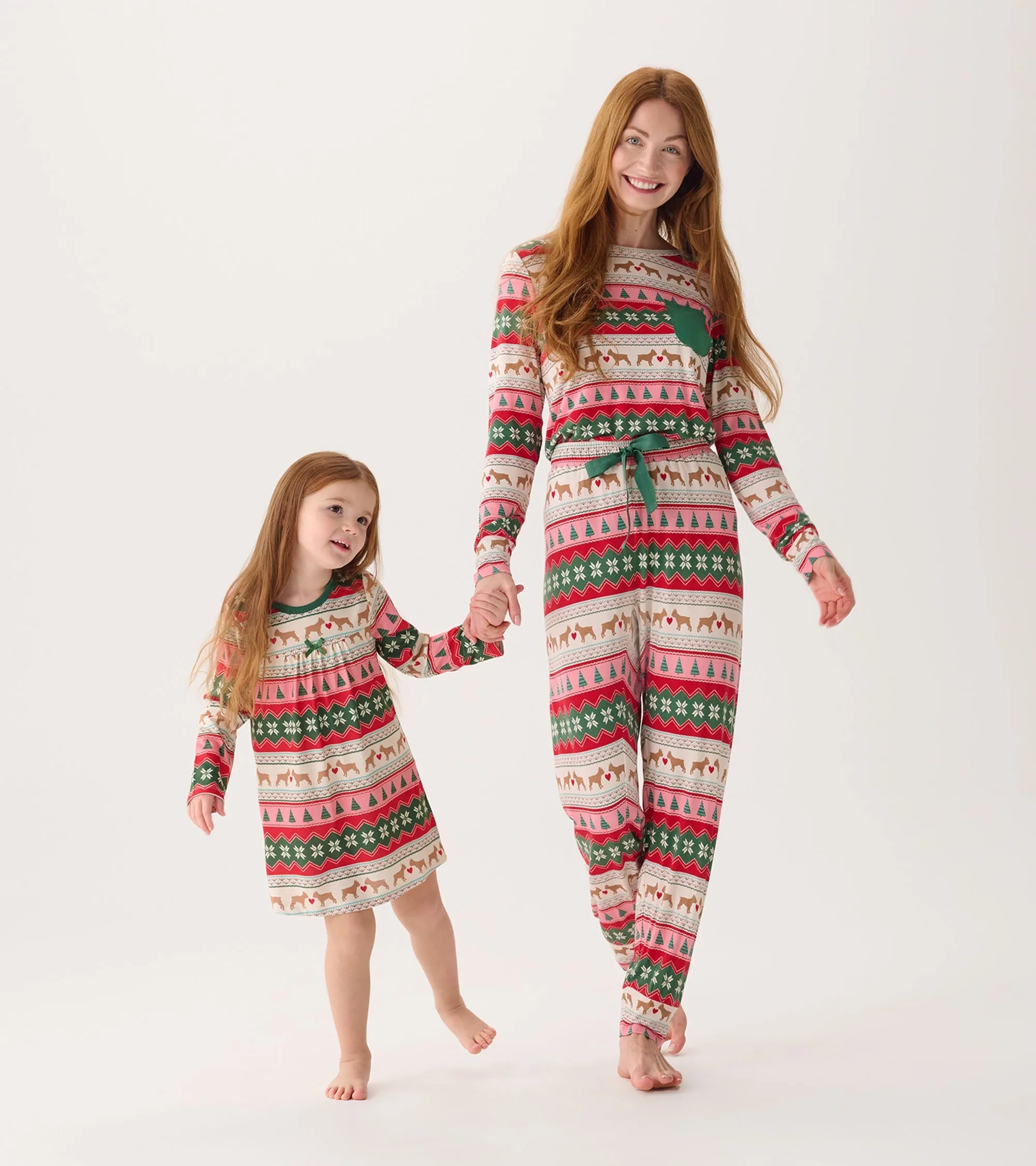 Girls Puppy Hearts Fair Isle Long Sleeve Nightdress -Hatley