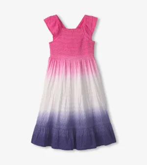 Girls Purple Dip Dye Smocked Dress -Hatley