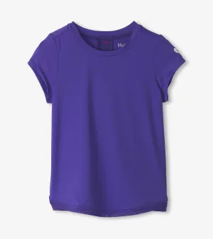 Girls Purple Mesh Trim T-Shirt -Hatley