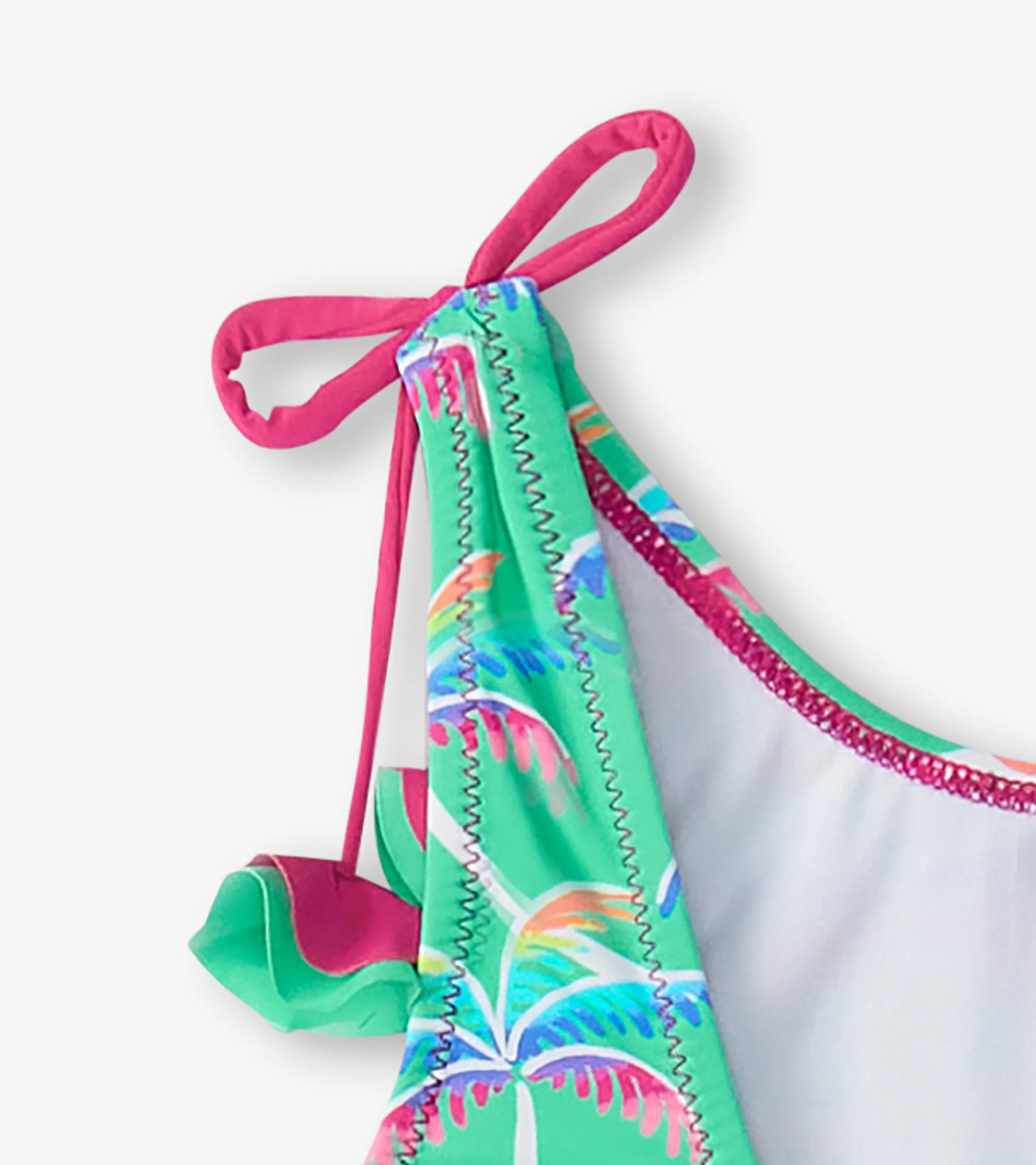 Girls Rainbow Palm Shoulder Shoulder Bow Swimsuit -Hatley