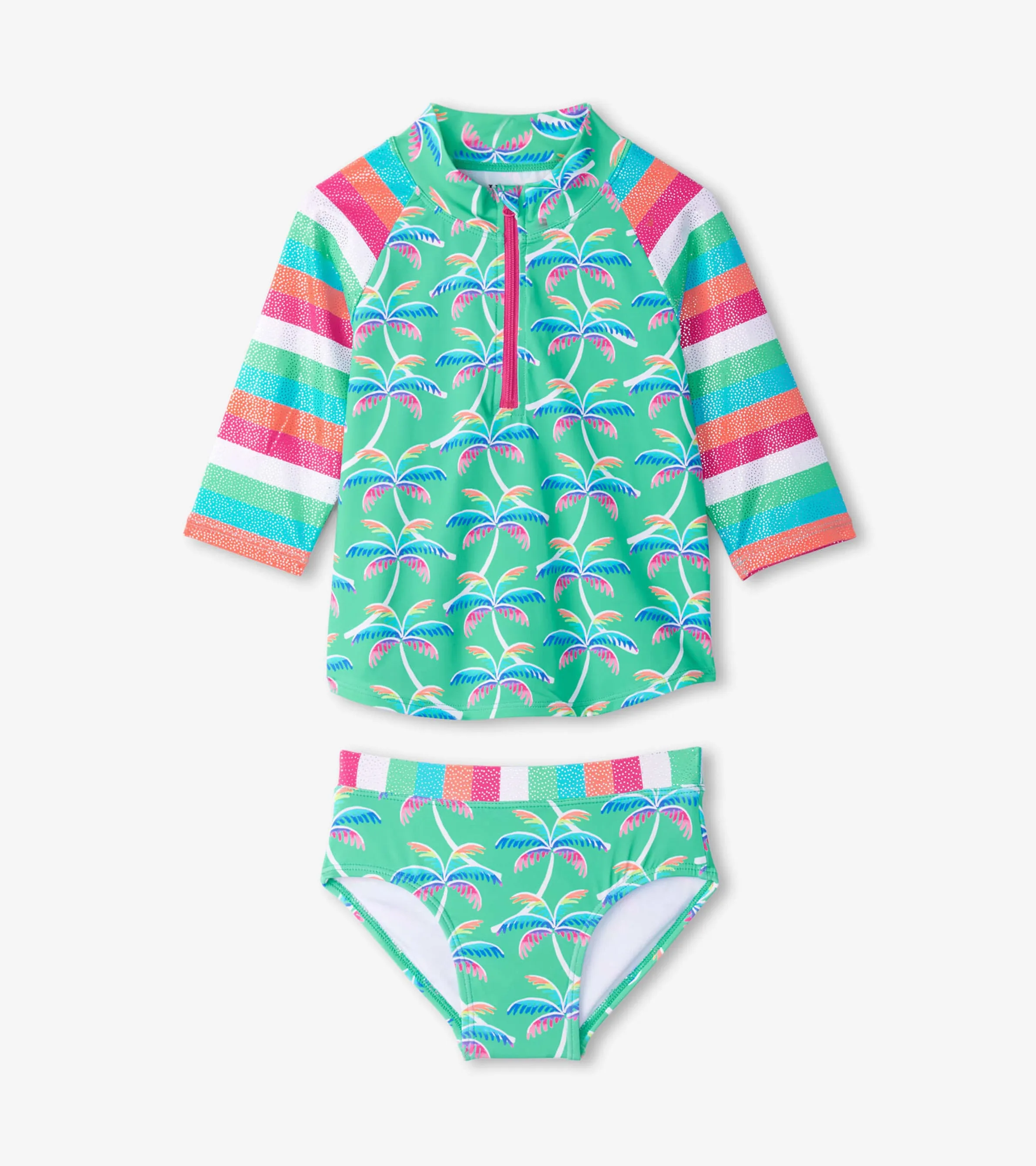 Girls Rainbow Palm Two-Piece Rashguard Set -Hatley
