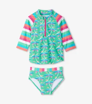 Girls Rainbow Palm Two-Piece Rashguard Set -Hatley