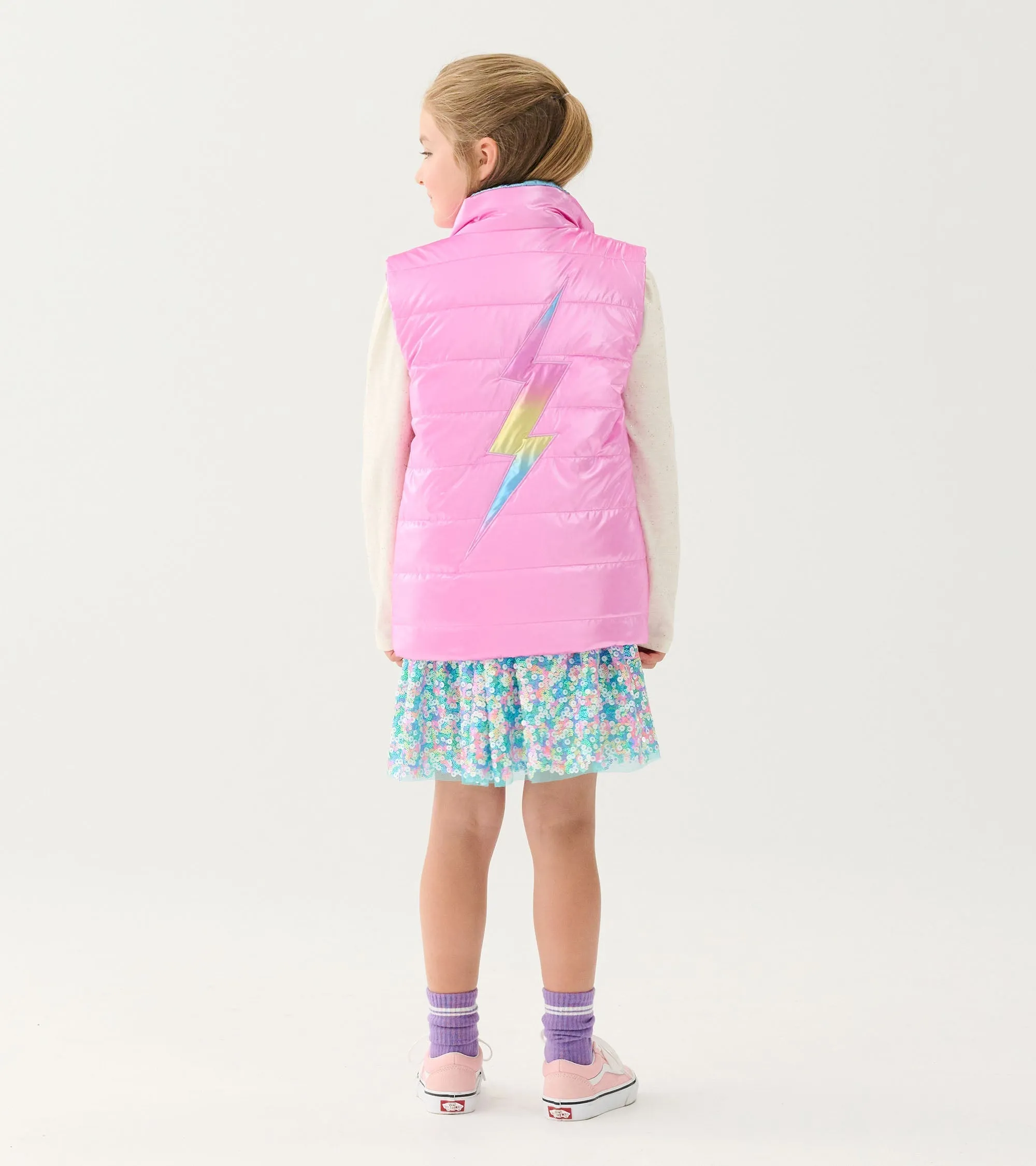 Girls Rainbow Shine Reversible Quilted Vest -Hatley