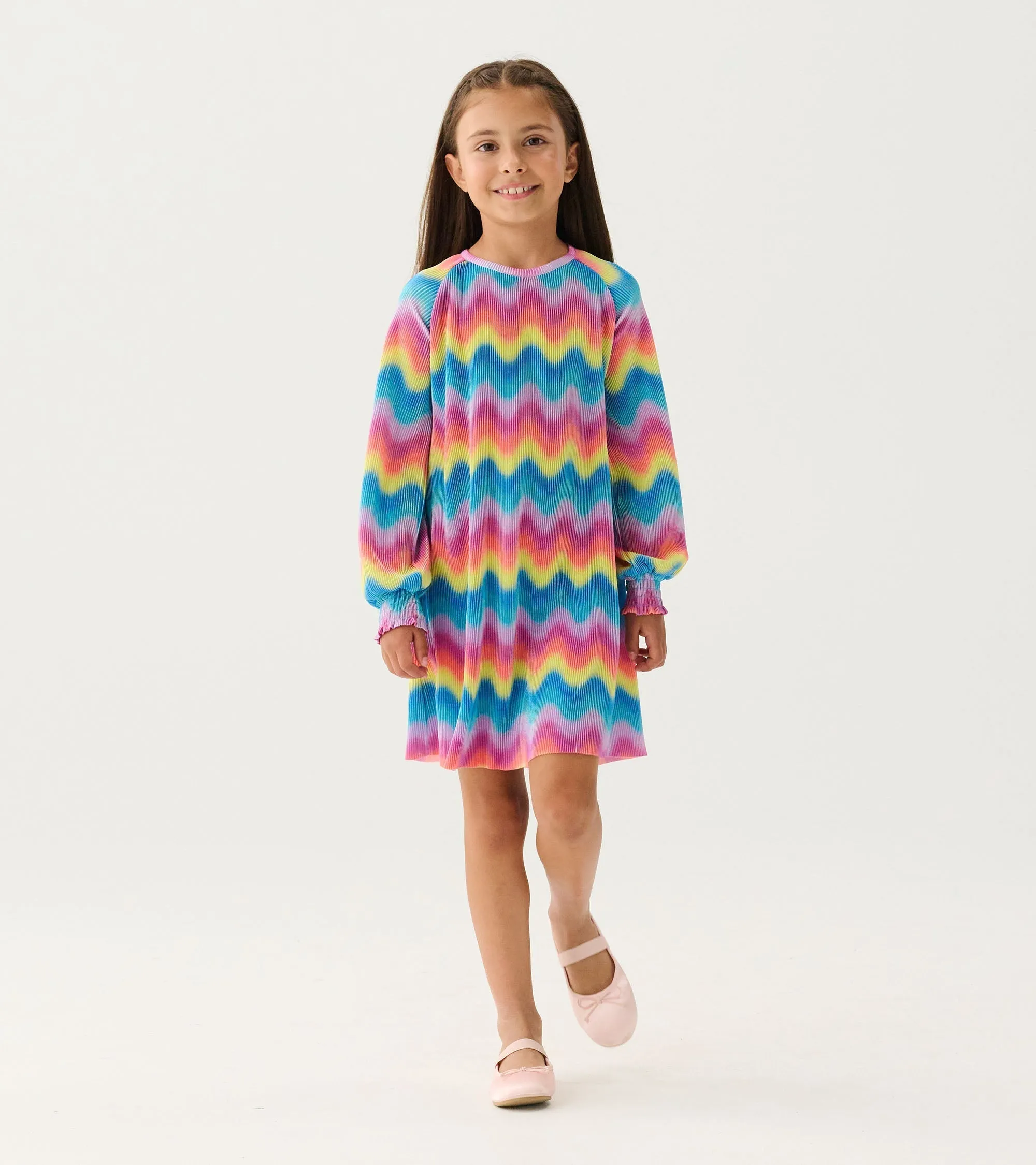 Girls Rainbow Wave Pleated A-Line Dress -Hatley