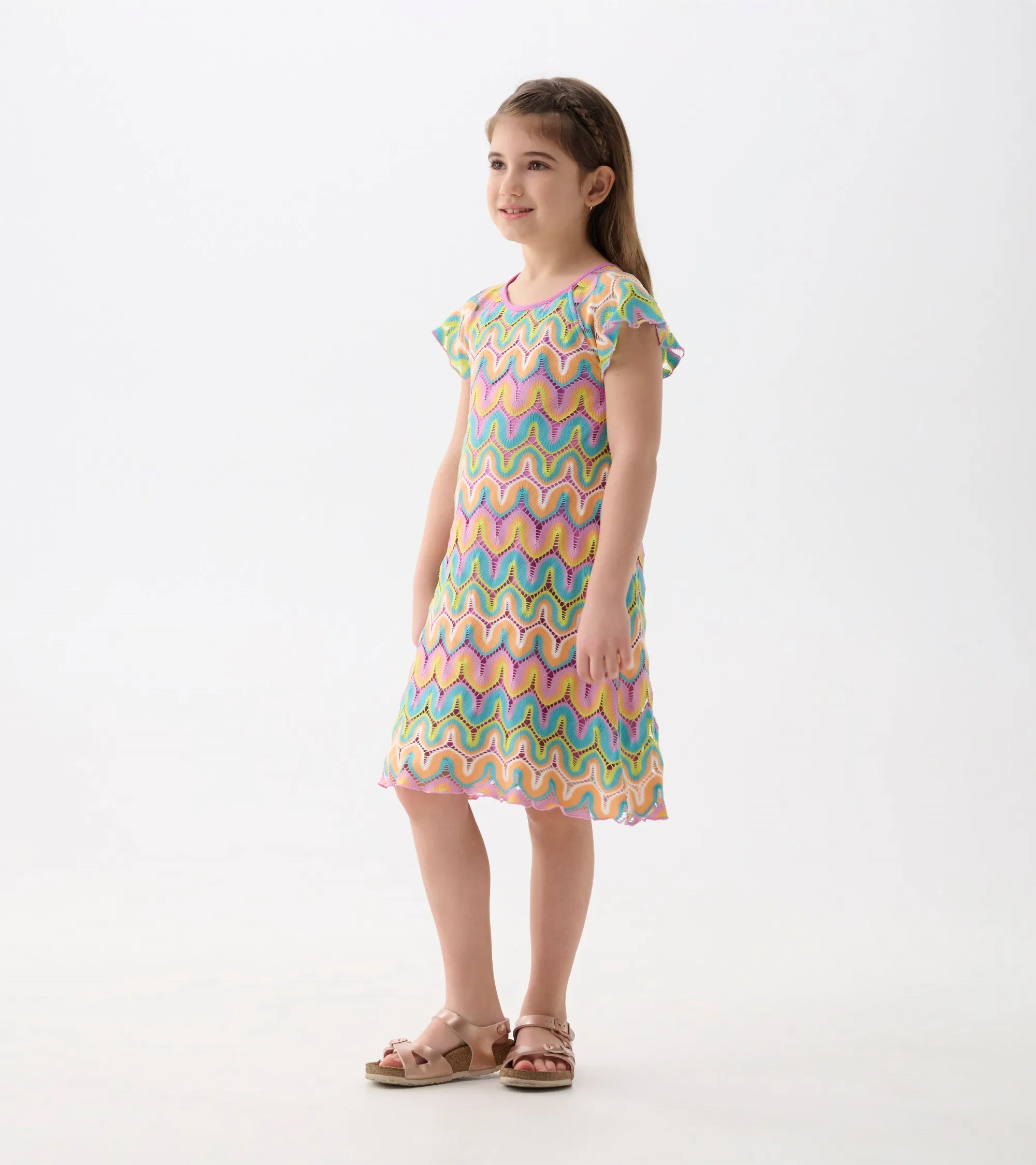 Girls Rainbow Waves Crochet Dress -Hatley