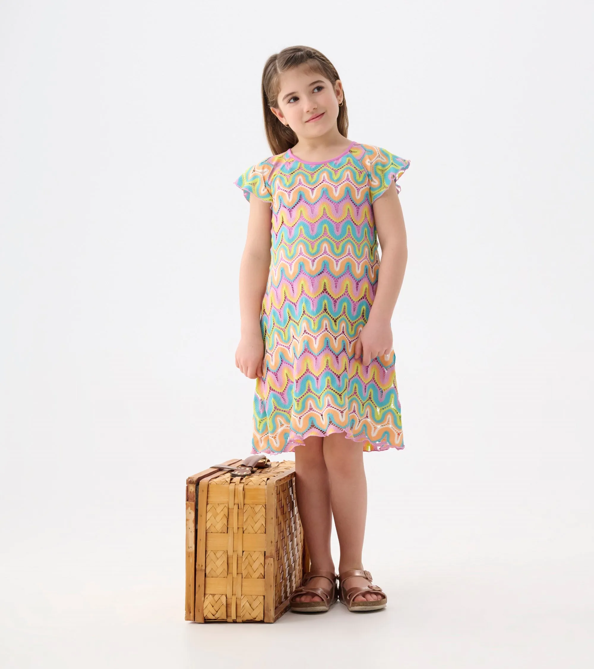 Girls Rainbow Waves Crochet Dress -Hatley