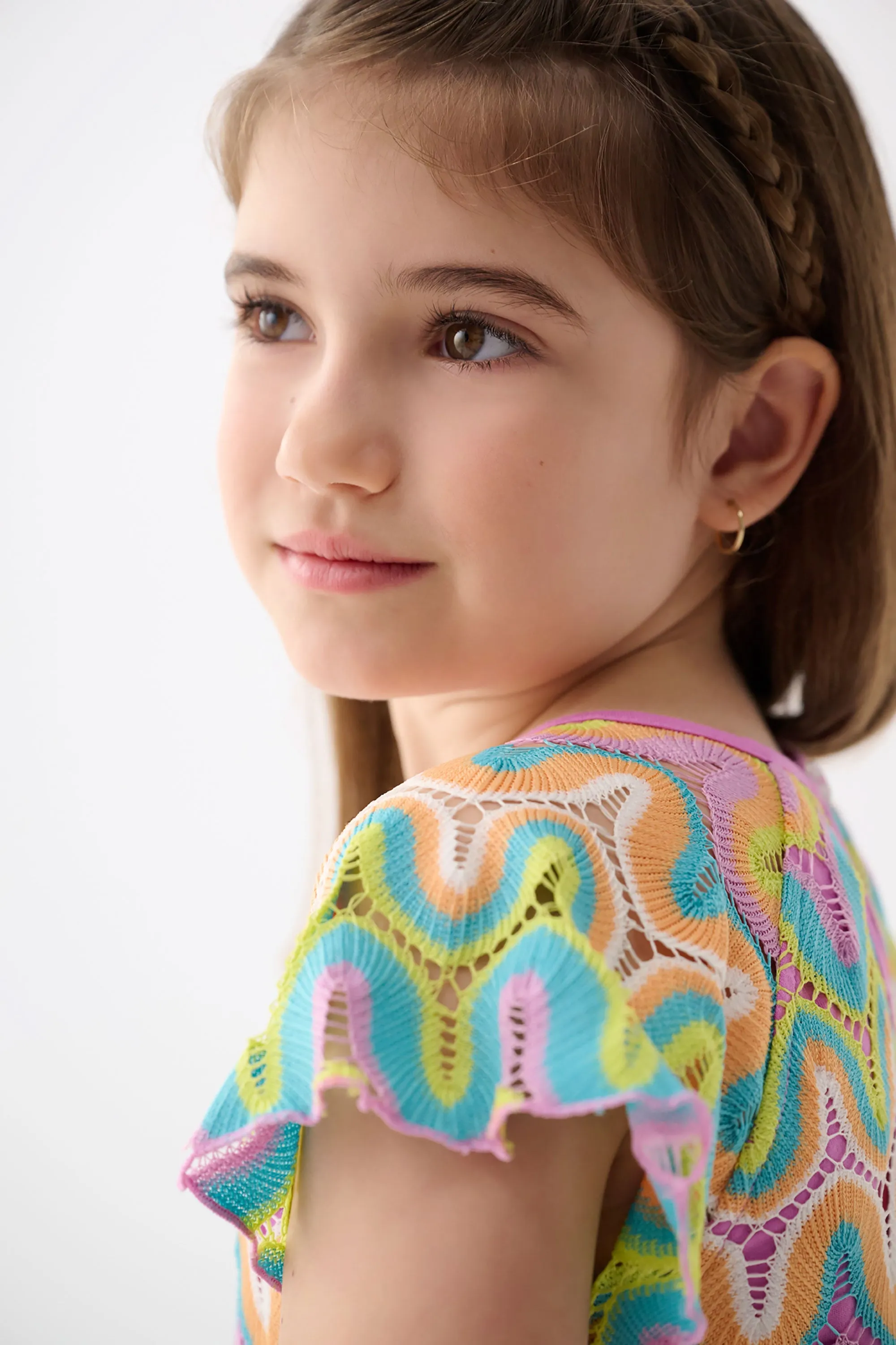 Girls Rainbow Waves Crochet Dress -Hatley
