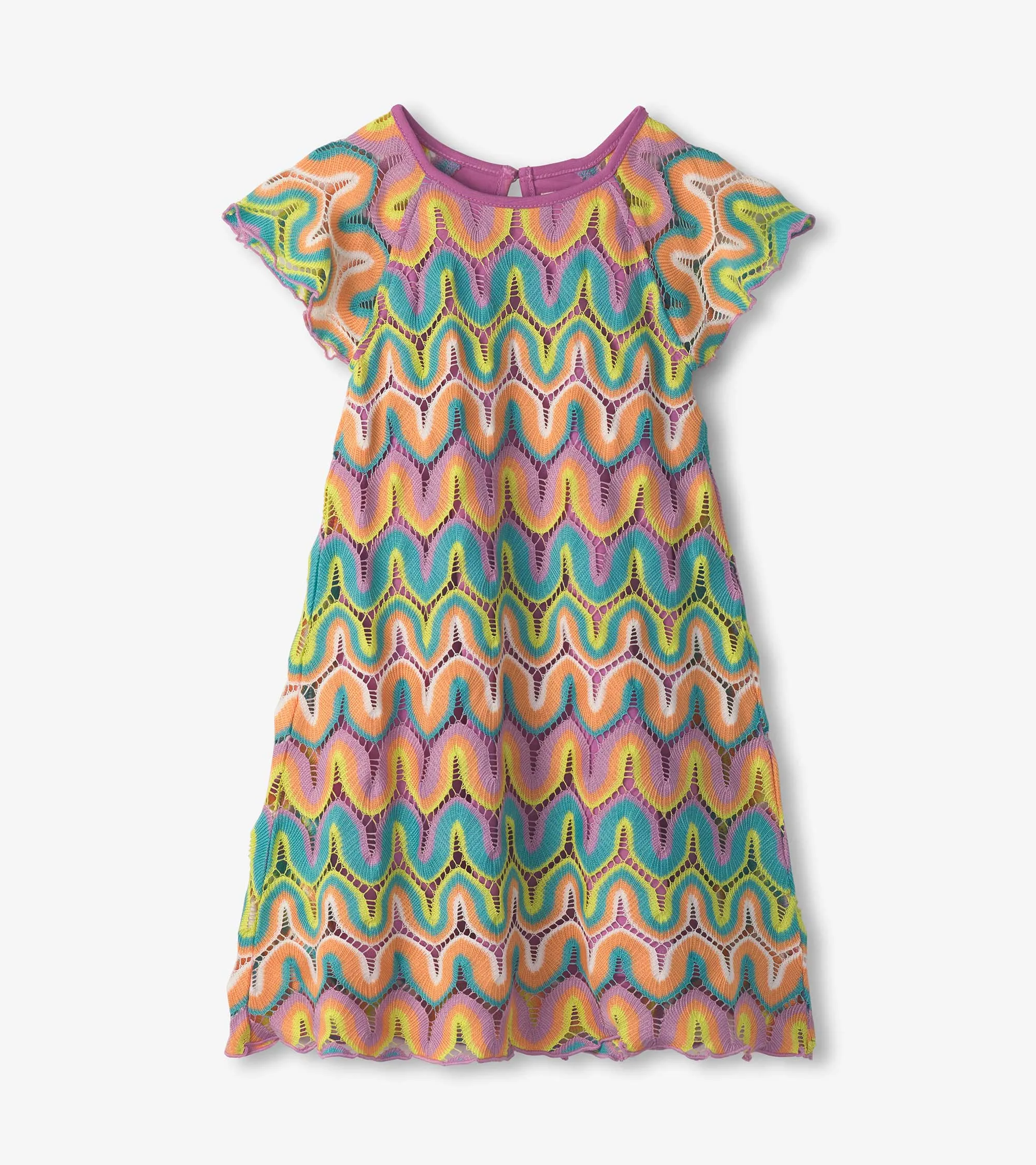 Girls Rainbow Waves Crochet Dress -Hatley