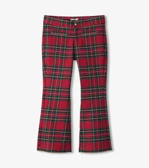Girls Red Plaid Flared Pants -Hatley