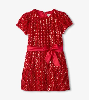 Girls Red Sequins Velvet Dress -Hatley