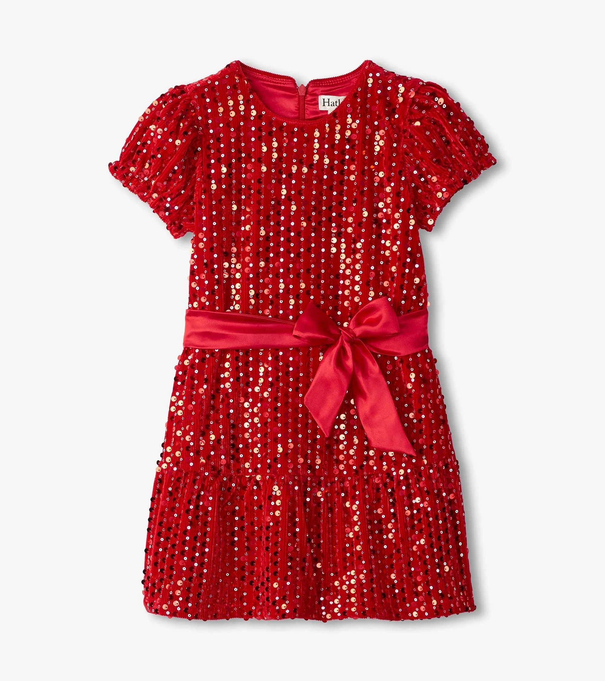 Girls Red Sequins Velvet Dress -Hatley