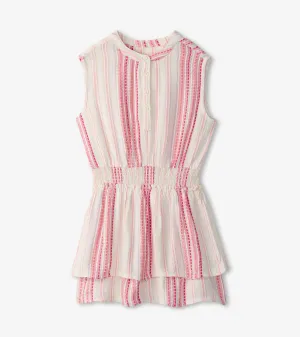 Girls Ribbon Stripe Smocked Waist Dress -Hatley