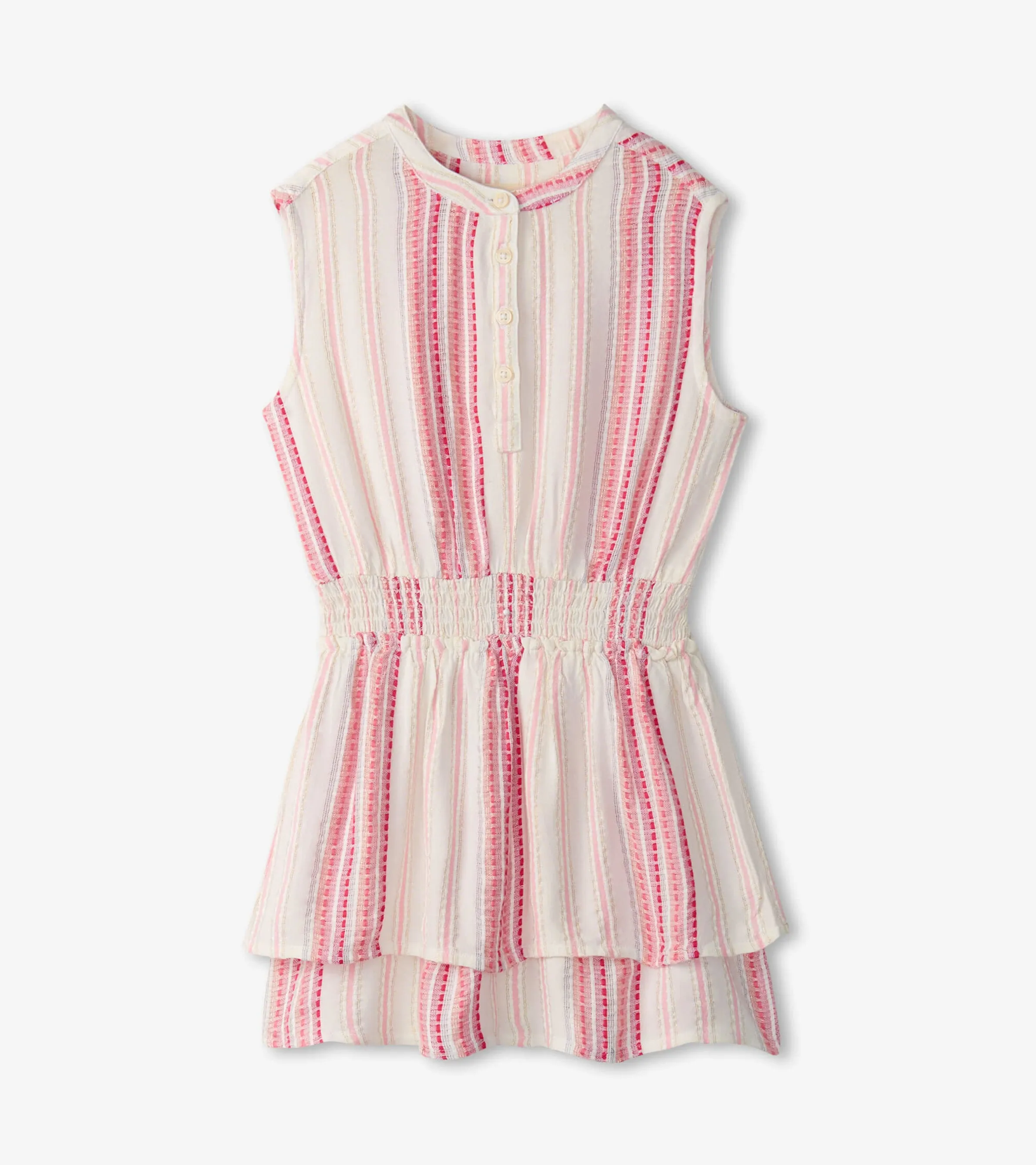 Girls Ribbon Stripe Smocked Waist Dress -Hatley
