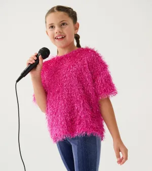 Girls Rose Violet Fluffy Knit Sweater -Hatley
