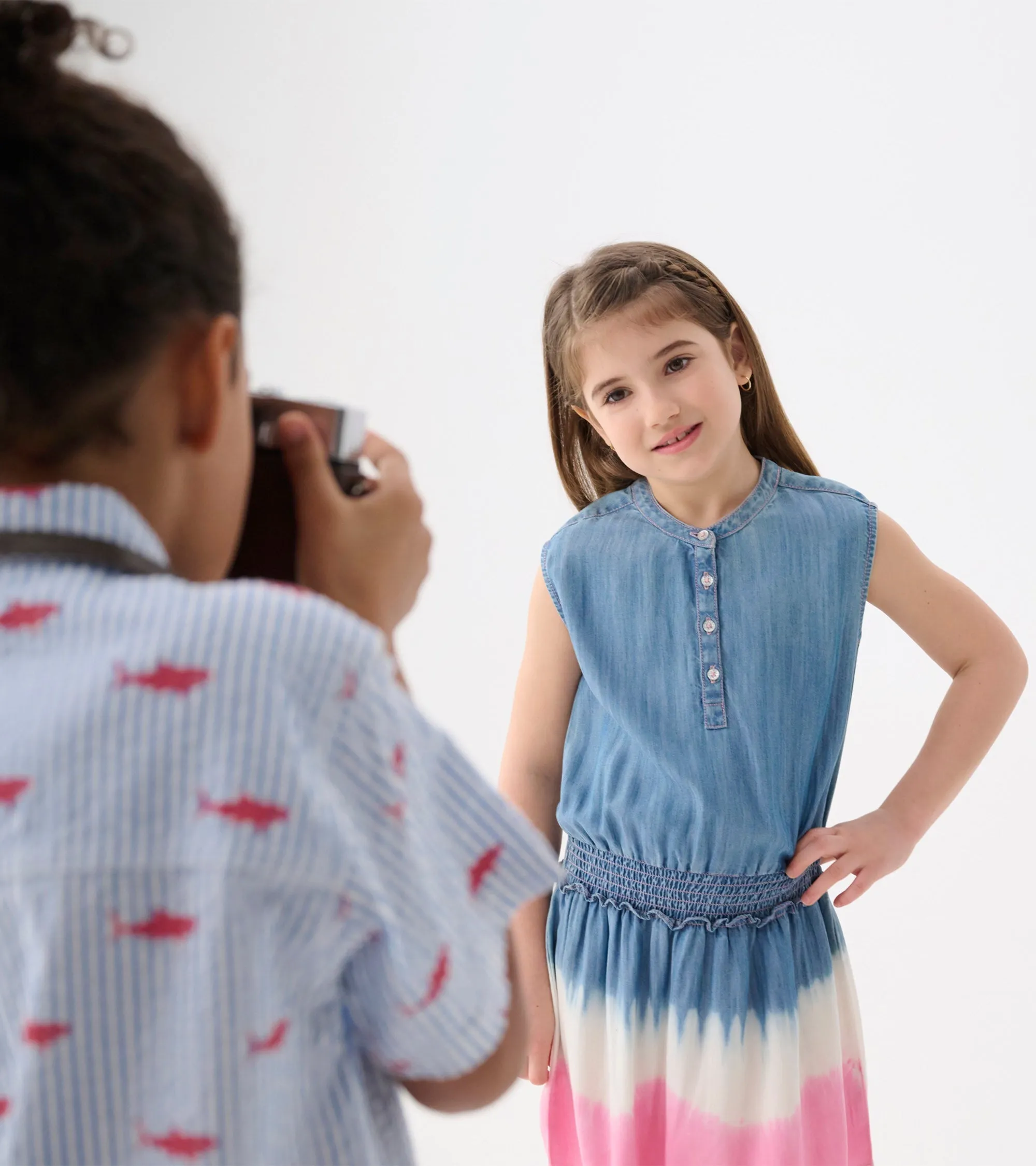 Girls Sapphire Stripes Smocked Waist Dress -Hatley