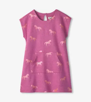 Girls Shimmer Horses Slouchy Dress -Hatley
