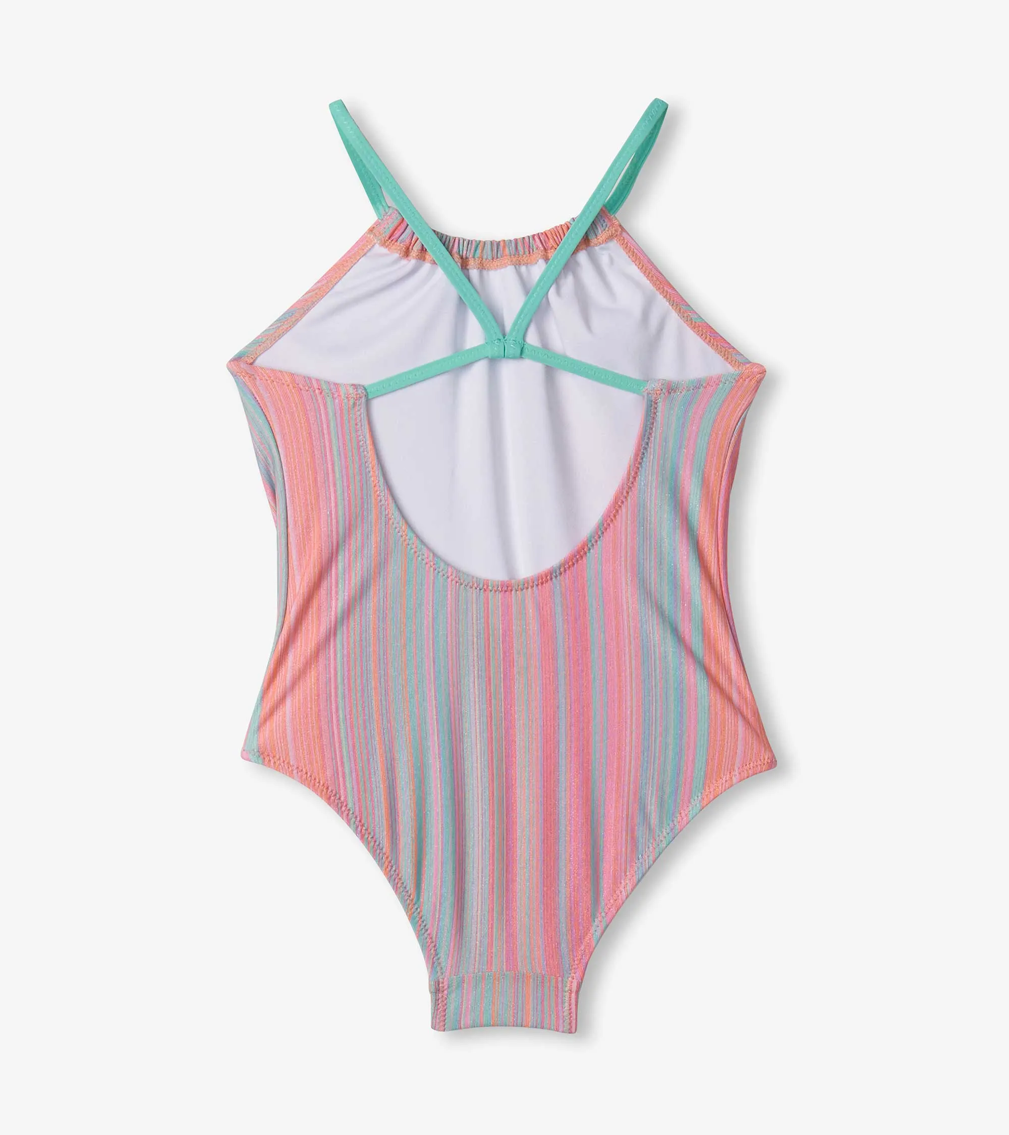 Girls Shimmer Stripe Gather Front Swimsuit -Hatley