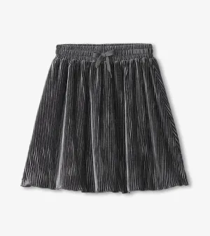 Girls Silver Shine Pleated Velour Skirt -Hatley