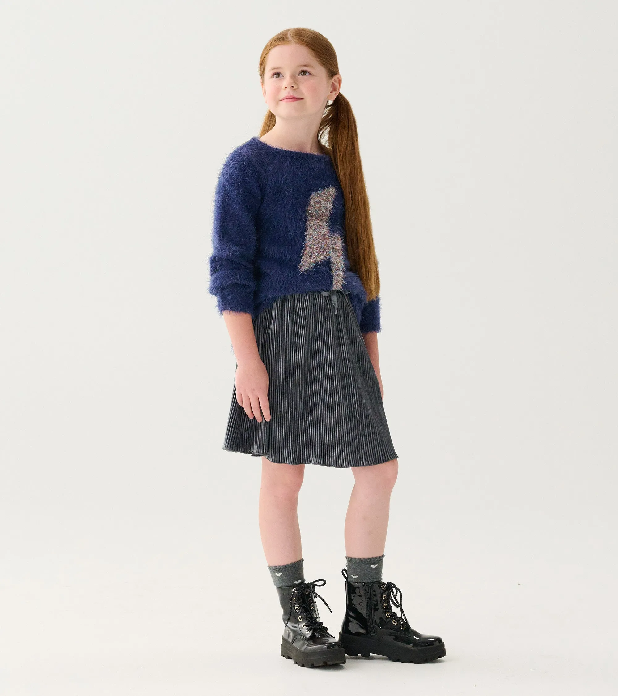 Girls Silver Shine Pleated Velour Skirt -Hatley