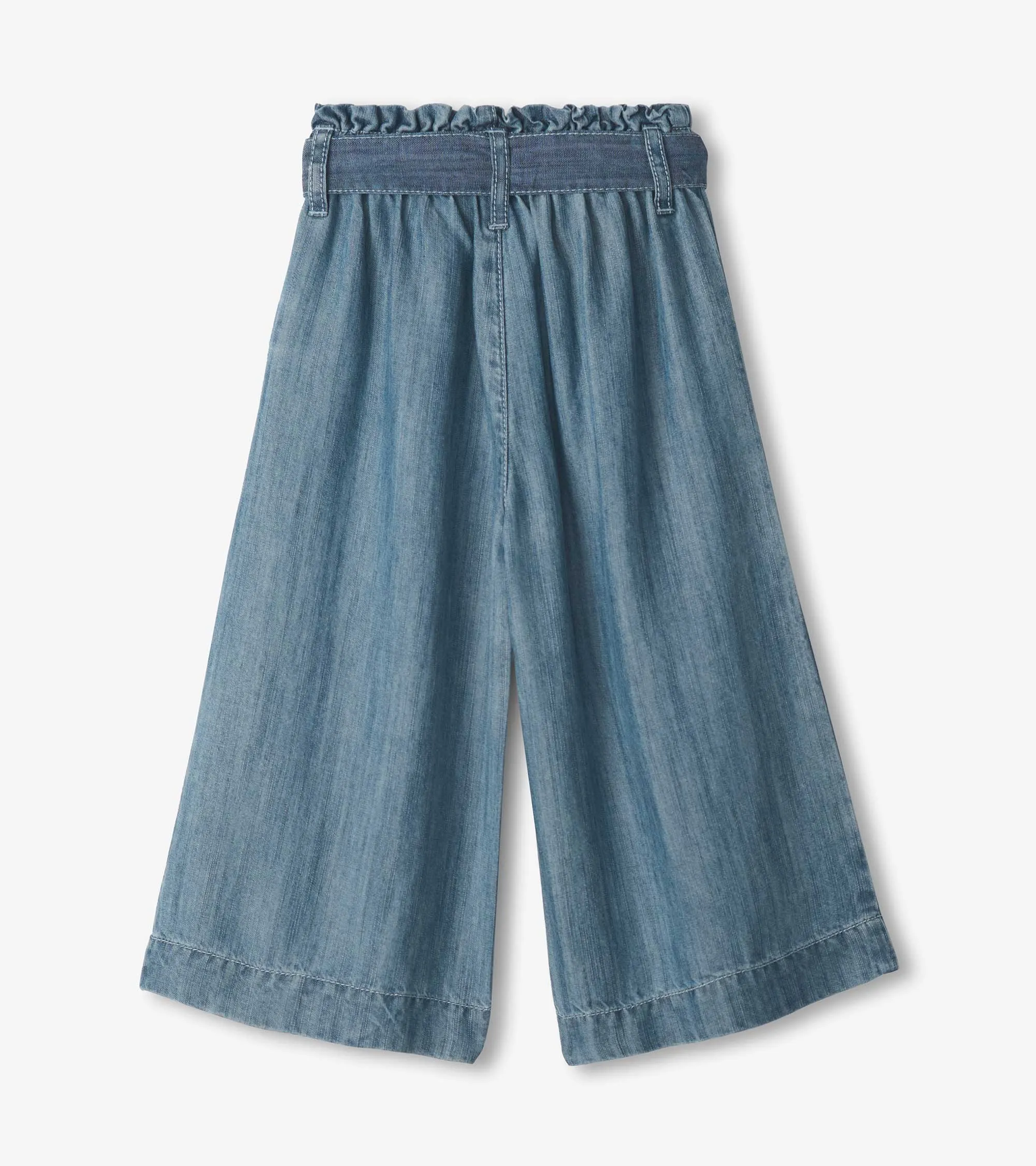 Girls Smokey Blue Wash Cropped Paperbag Pants -Hatley