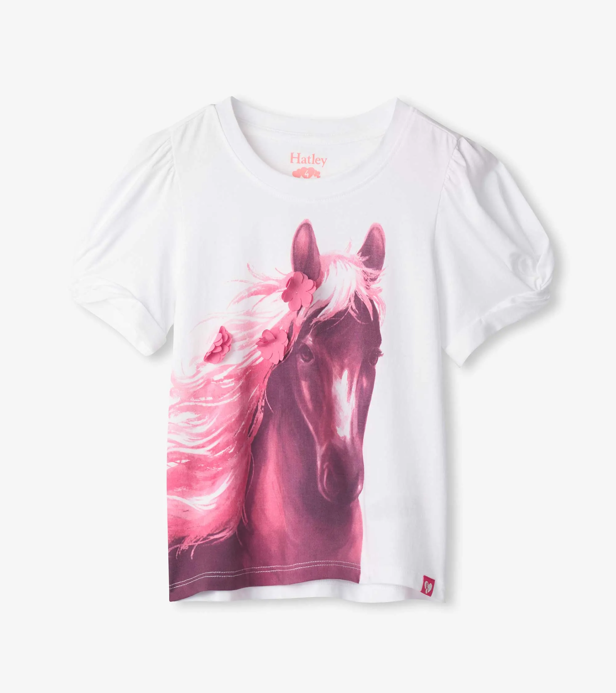 Girls Soft Horse Twisted Sleeve Tee -Hatley