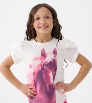 Girls Soft Horse Twisted Sleeve Tee -Hatley