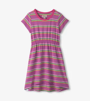 Girls Striped Purple High-Low Dress -Hatley