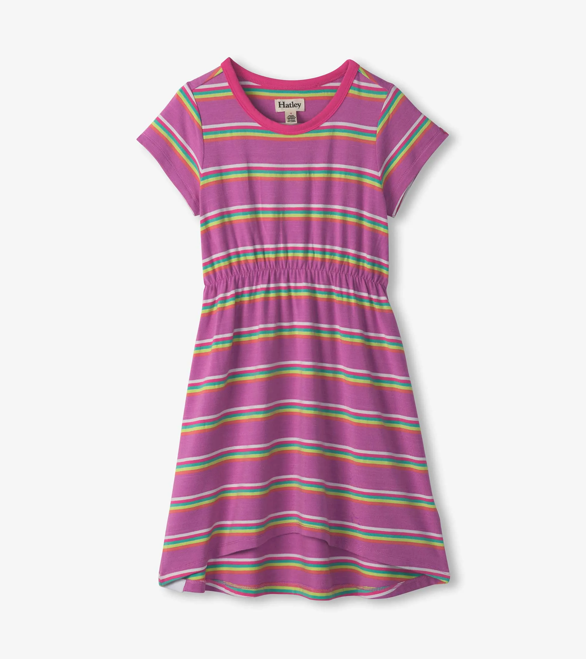 Girls Striped Purple High-Low Dress -Hatley