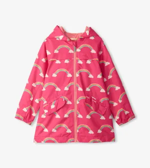 Girls Summer Rainbow Zip-Up Lightweight Rain Jacket -Hatley