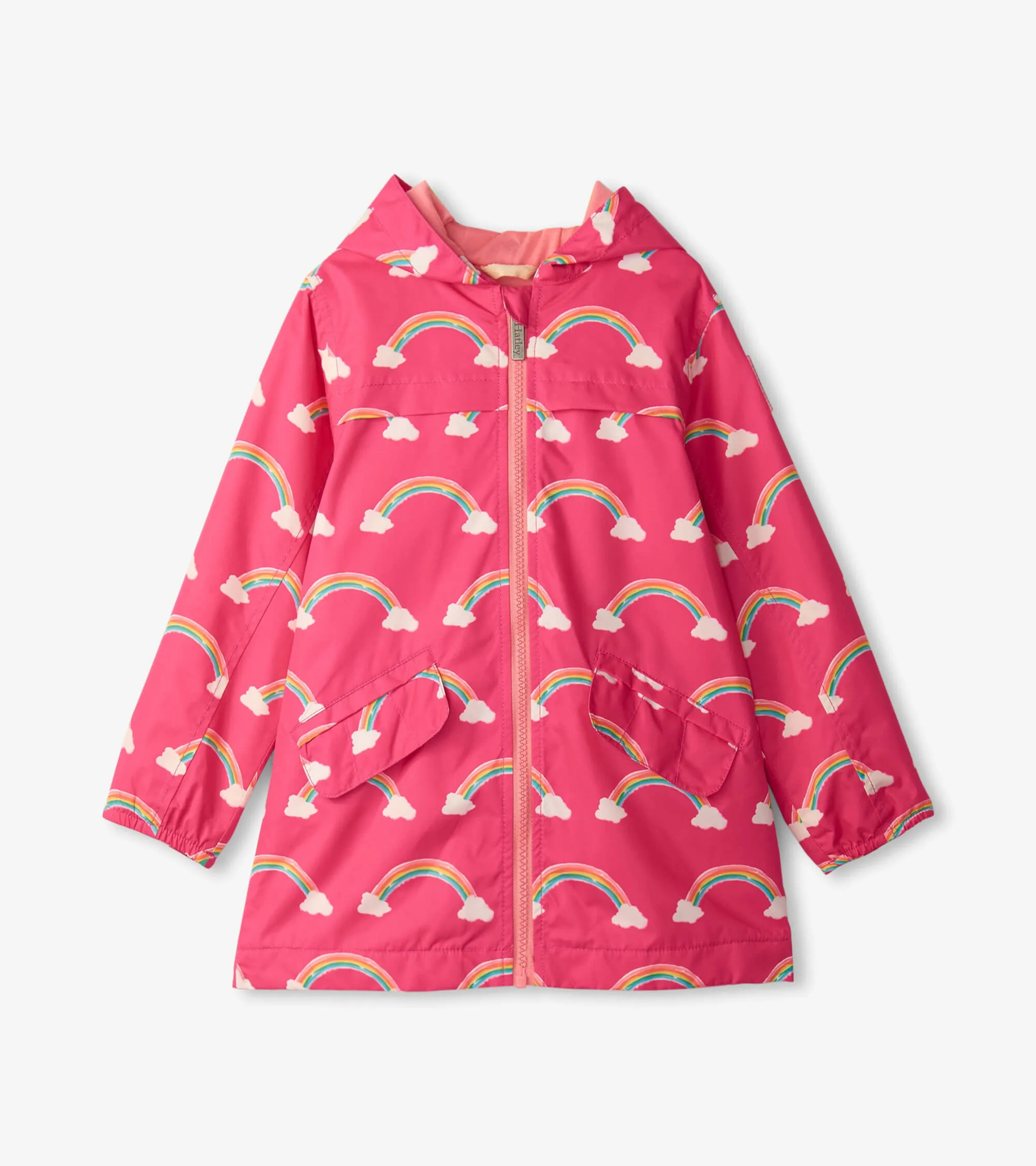 Girls Summer Rainbow Zip-Up Lightweight Rain Jacket -Hatley