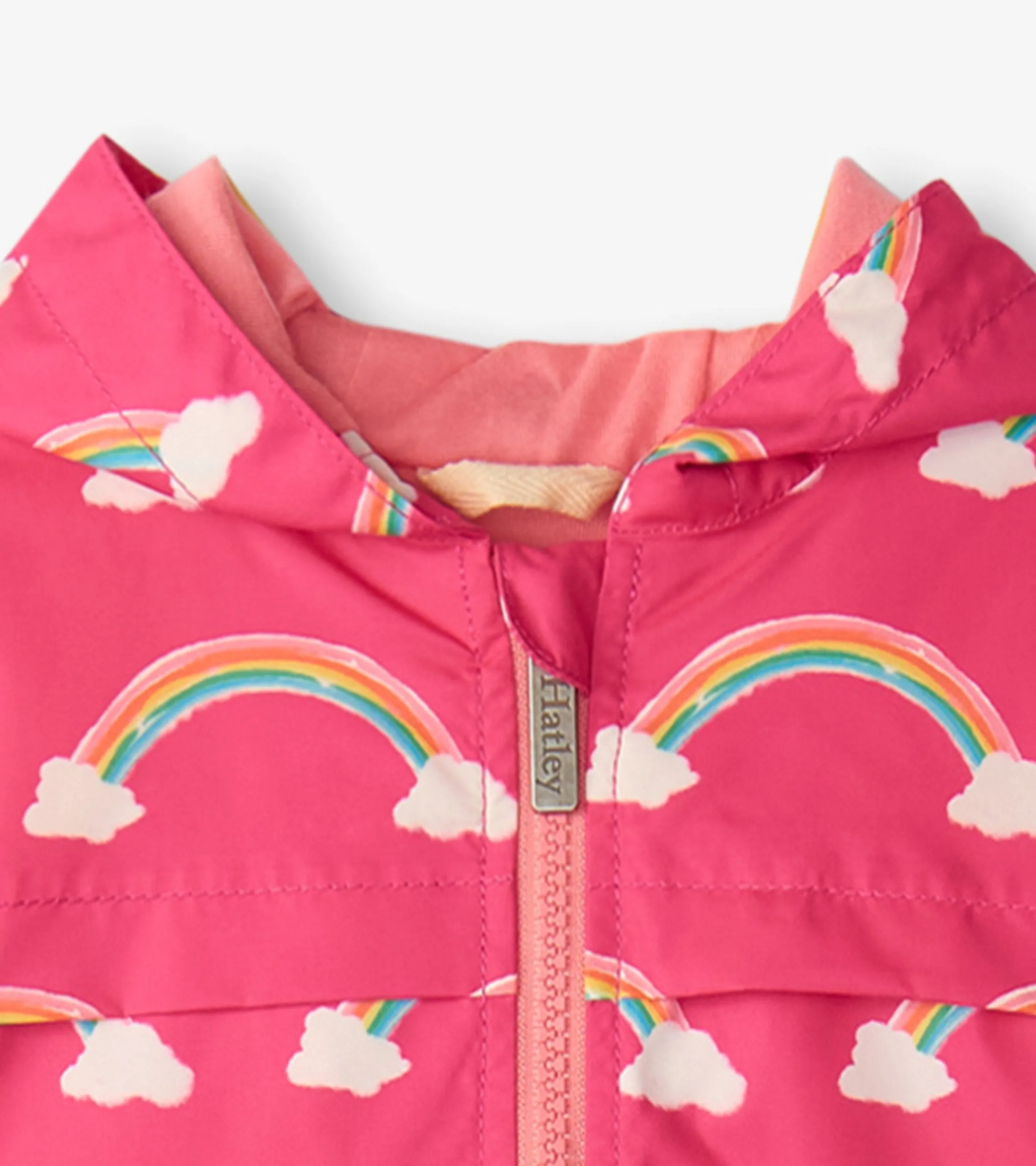 Girls Summer Rainbow Zip-Up Lightweight Rain Jacket -Hatley
