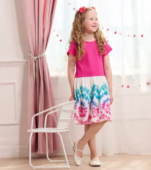 Girls Sunburst Mixed Fabric Dress -Hatley