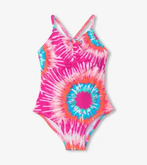Girls Sunburst Tie Dye Ruched Front Swimsuit -Hatley