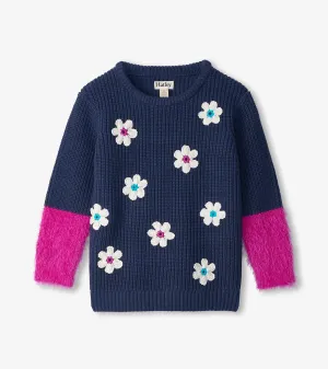 Girls Throwback Flowers Fluffy Sleeve Sweater Tunic -Hatley