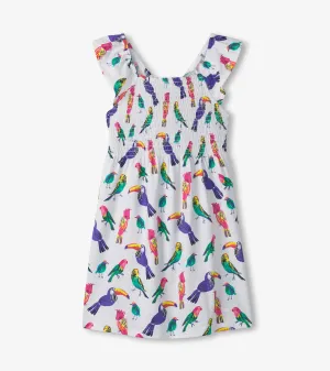 Girls Tropical Birds Smocked Dress -Hatley