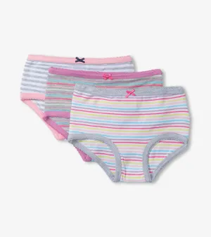 Girls Vibrant Stripes 3 Pack Hipster Underwear -Hatley