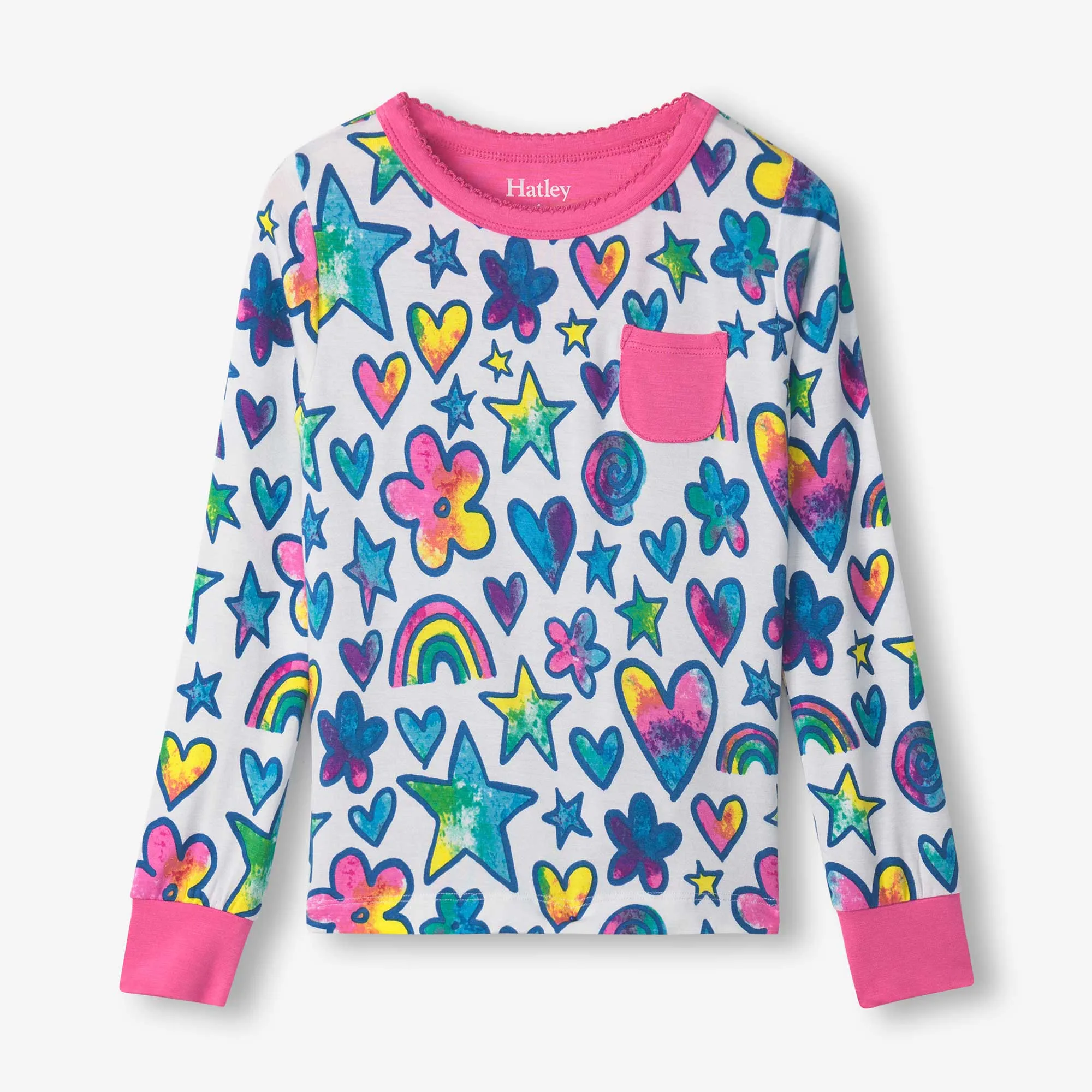 Girls Watercolour Doodles Bamboo Pajama Set -Hatley